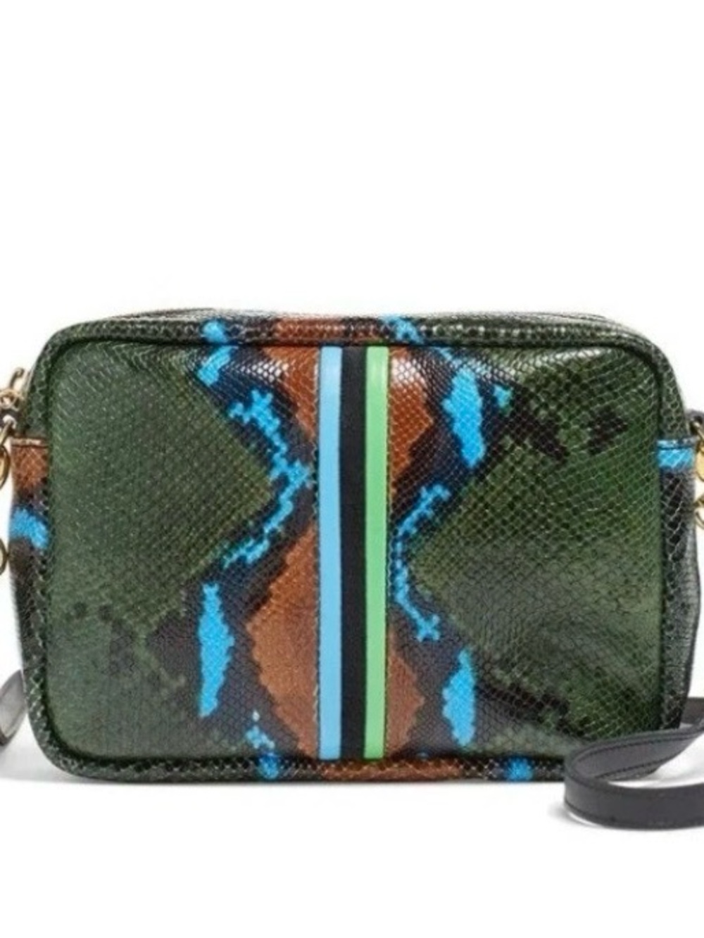 Clare V Midi Sac Women Green Snake Embossed Leather Crossbody Camera Bag NWT - Picture 8 of 9